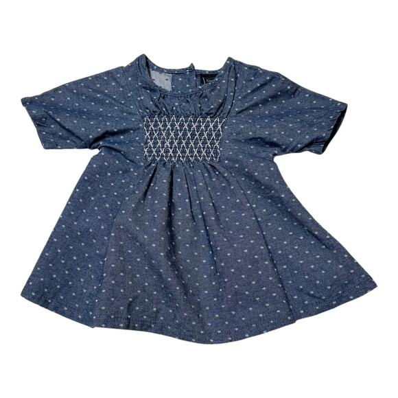 Cynthia Rowley Smocked Polka Dot Denim Dress 3-6 month - Picture 1 of 4
